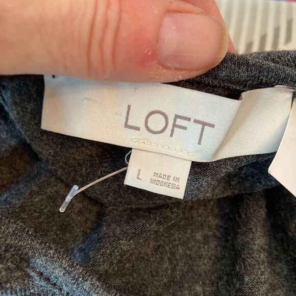 Loft NWT Elegant Charcoal Gray puffed sleeve w/ruffle bottom go everywhere dress - Picture 8 of 11